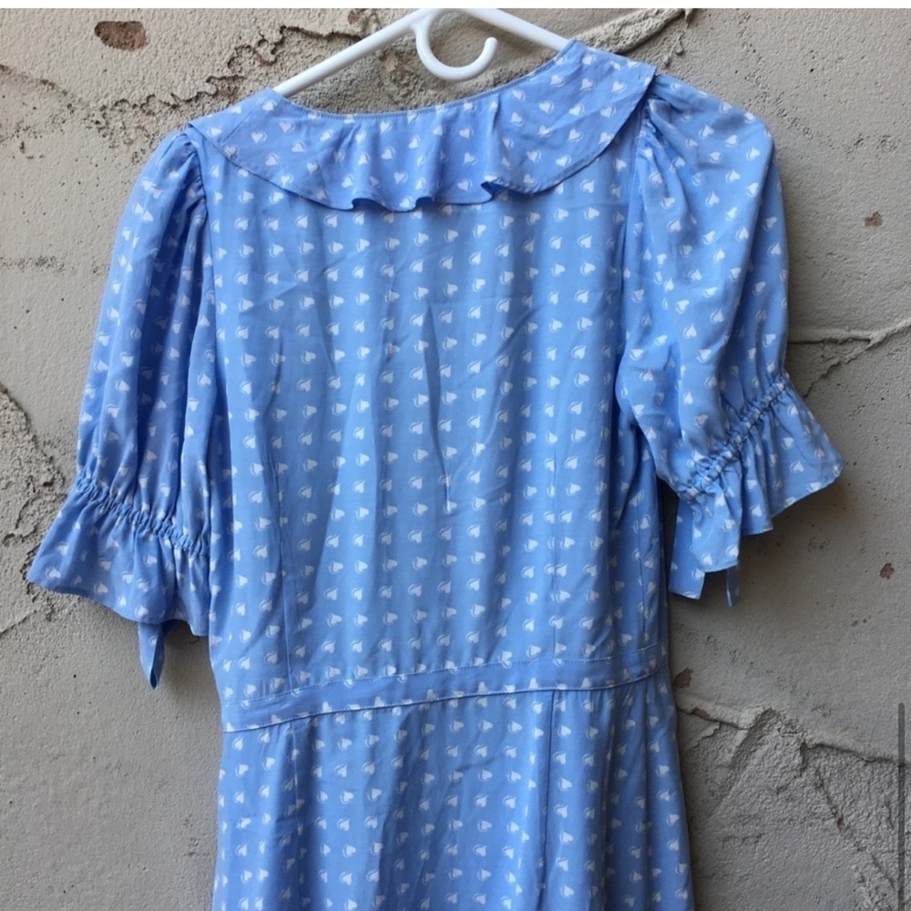 For Love & Lemons Sweetheart Wrap Mini Dress Periwinkle Size S - Picture 4 of 12